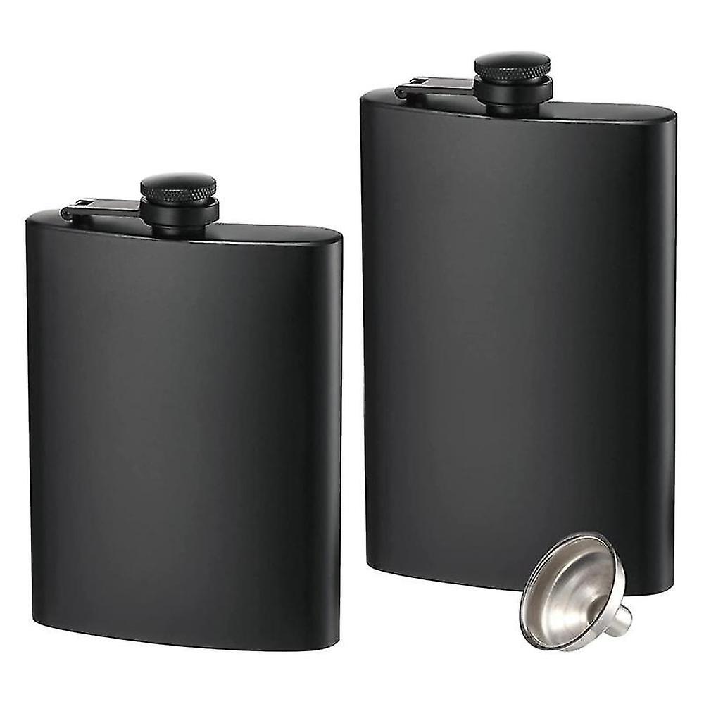 2pcs Hip Flasks For Liquor,8 Oz Stainless Steel Leakproof Thin Flasks