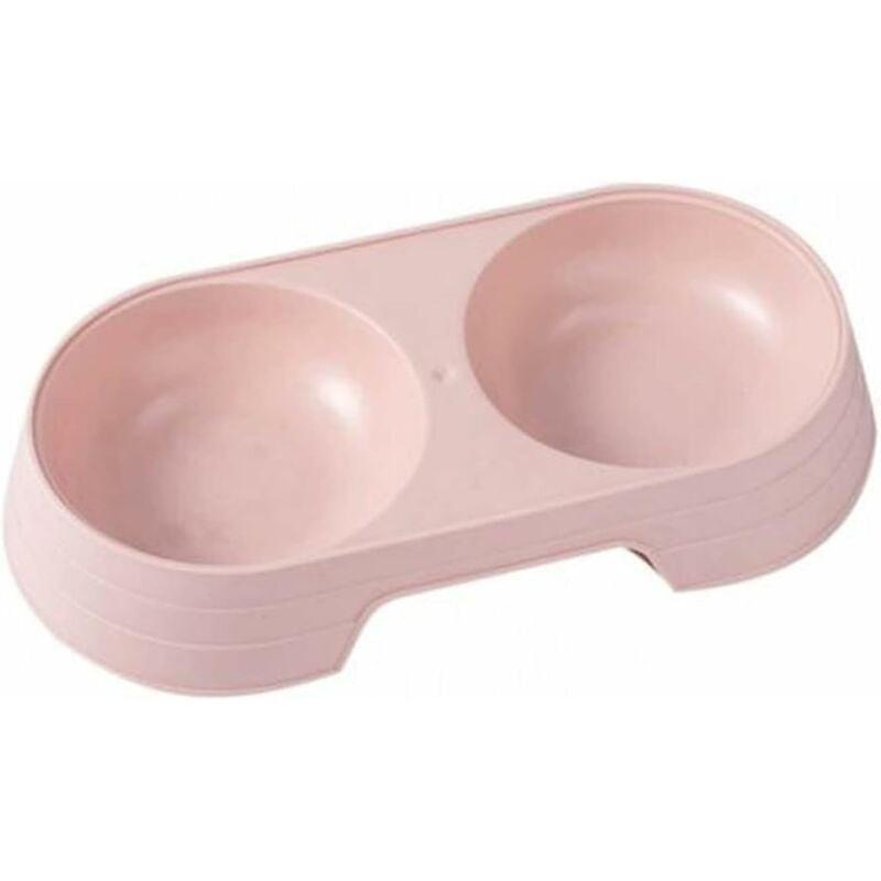 Pet Bowl New Style Pet Dishes Durable Solid Color Double Bowl Cat Food Dispenser