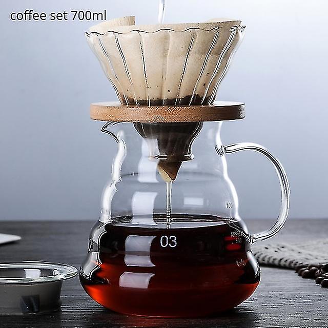 Strawberry Coffee Pot Style V60 Glass Wooden 700ml/500ml Coffee Dripper And Pot Set For Coffee Filter Reusable Coffee Filters