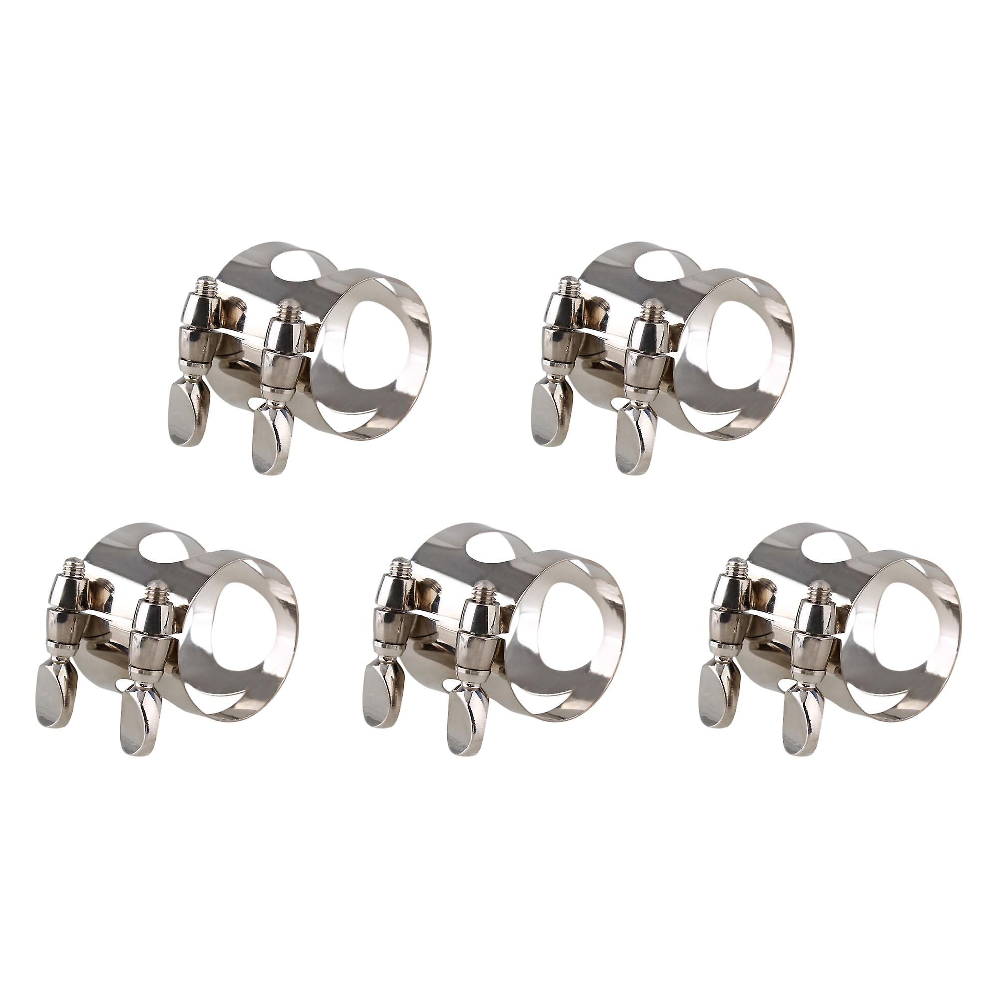 5pcs Nickel Plated Double Screws Clarinet Ligature with Tin Box Silver