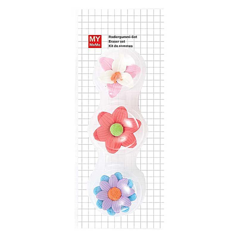 3 flower erasers