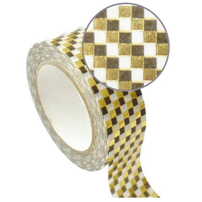 Blue Masking Tape 1.5 cm x 10 m - golden checkerboard