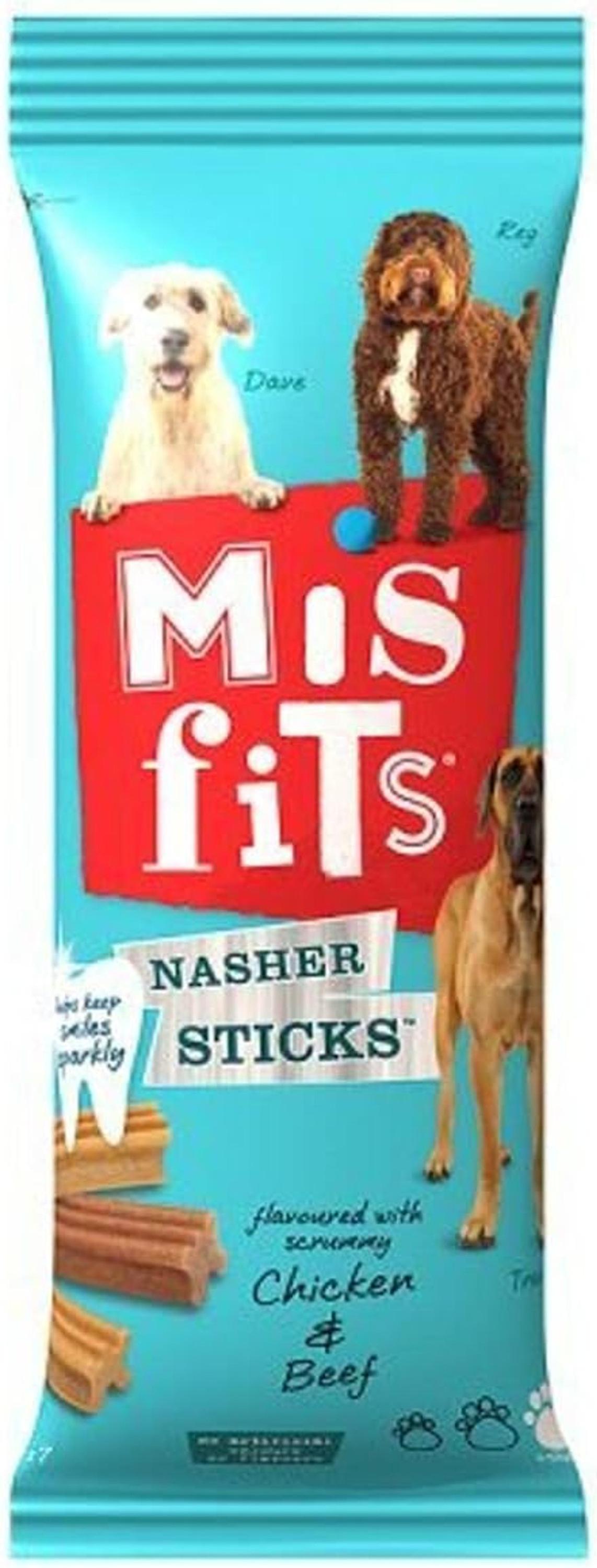 Misfits Nasher Sticks Chicken and Beef Large Dog Treat Case of 10
