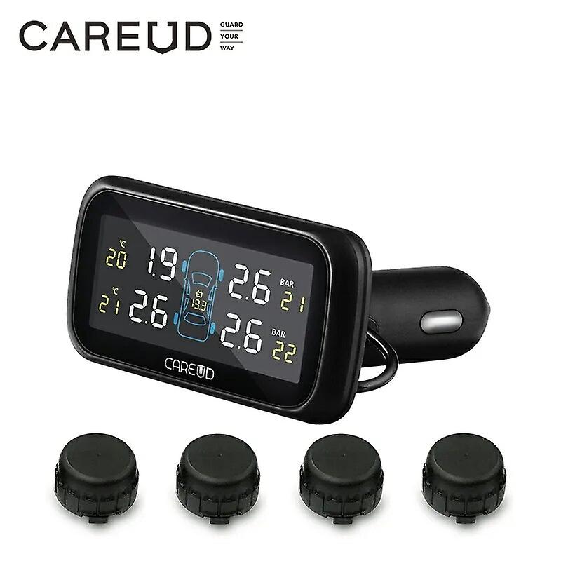 Tpms Tire Pressure Monitoring System Diagnostic-tool Tire Pressure Alarm Cigarette Lighter Temperature Diy Psi Bar Careud 903