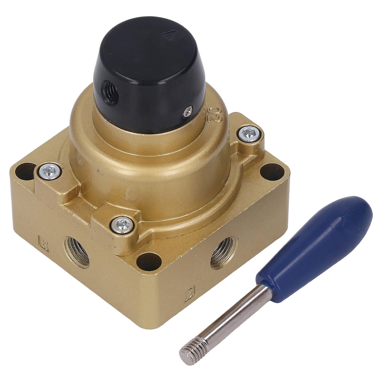 Air Hand Valve Rotary Lever 3 Position 4 Way Pneumatic Flow Control Switch Accessory