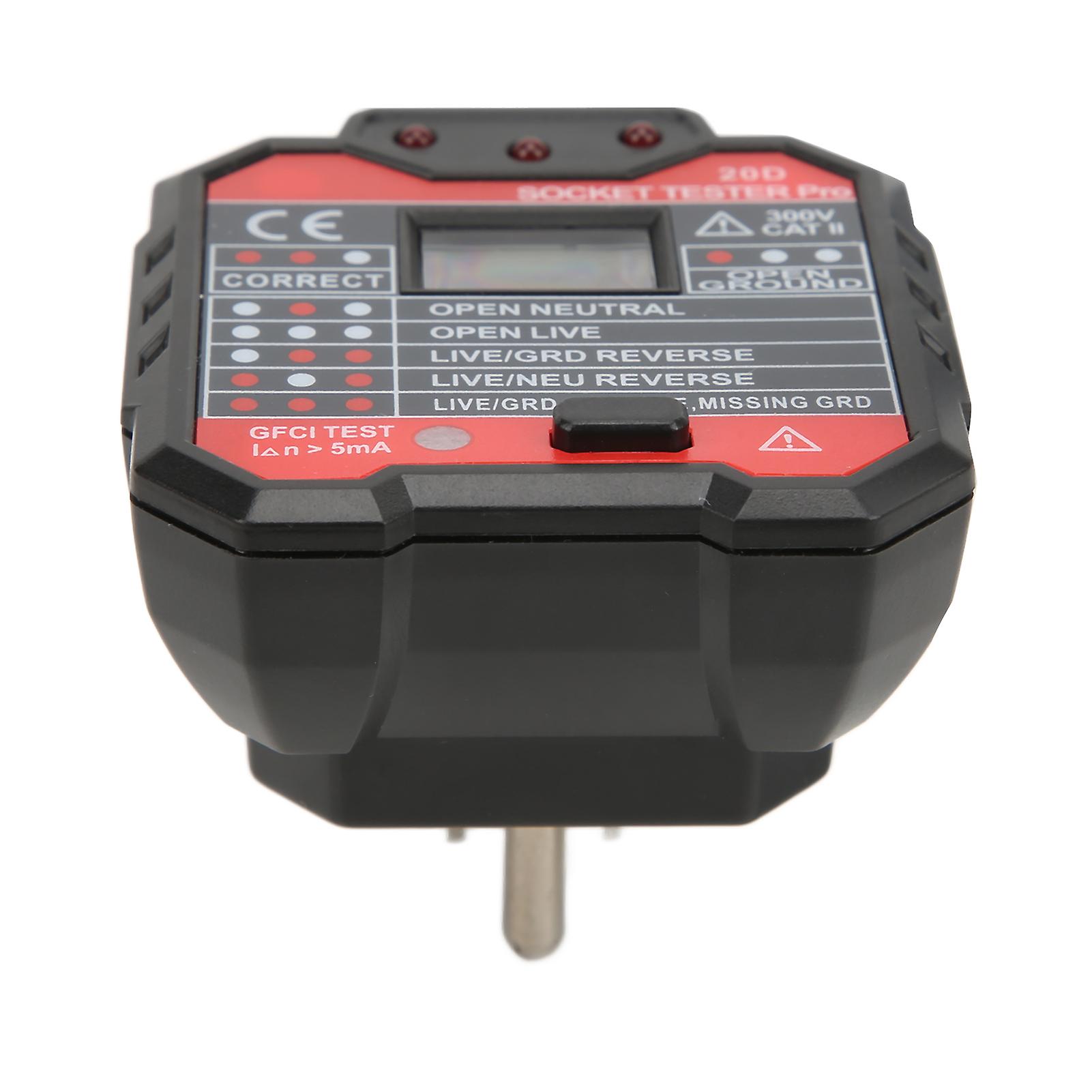 20D Leakage Socket Tester Socket Detector Electric Circuit Live Wire Neutral Wire Checker 48‑250VUS Plug