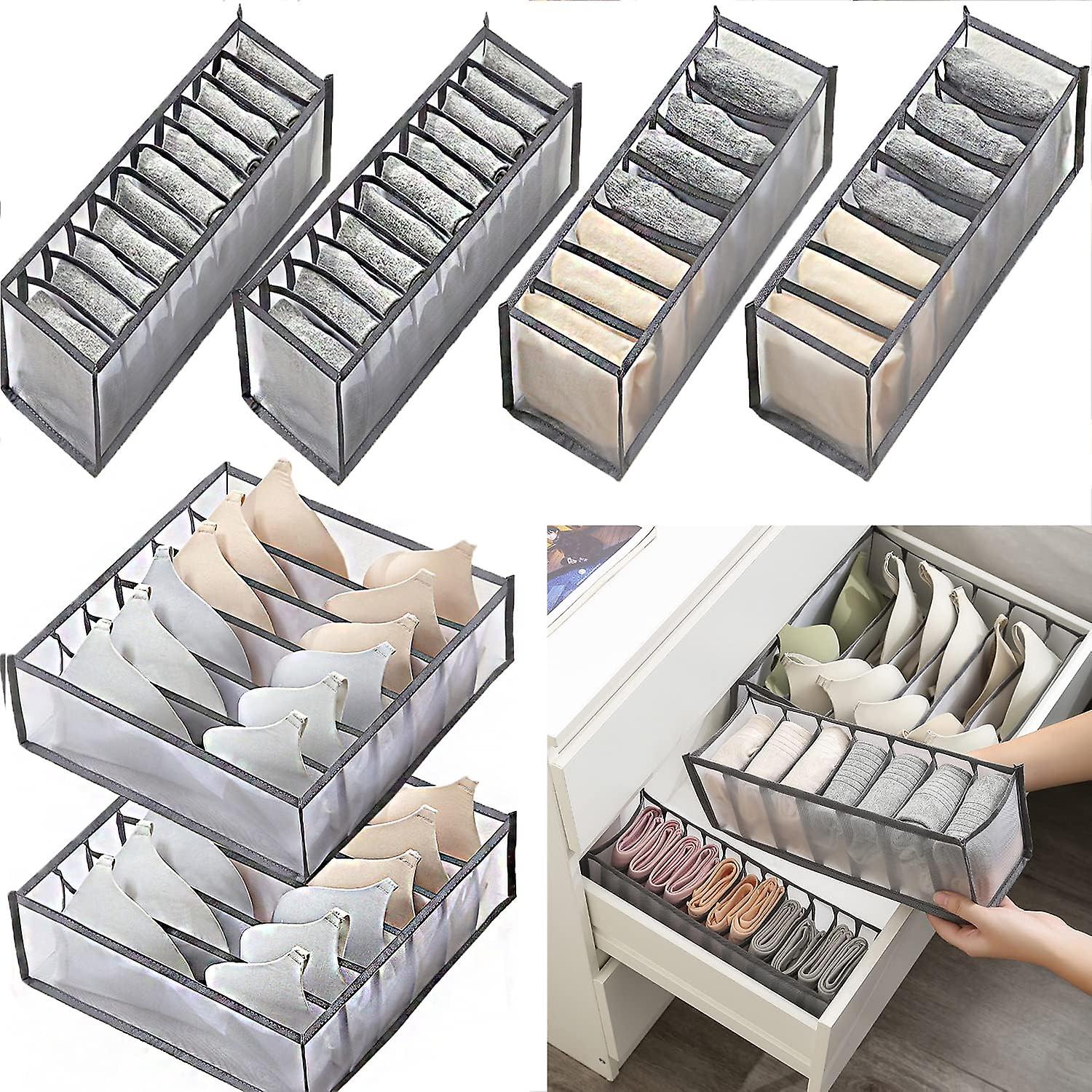 6 pcs Underwear Drawer Organizer Foldable Storage Box Large Capacity. Closet organizer set.