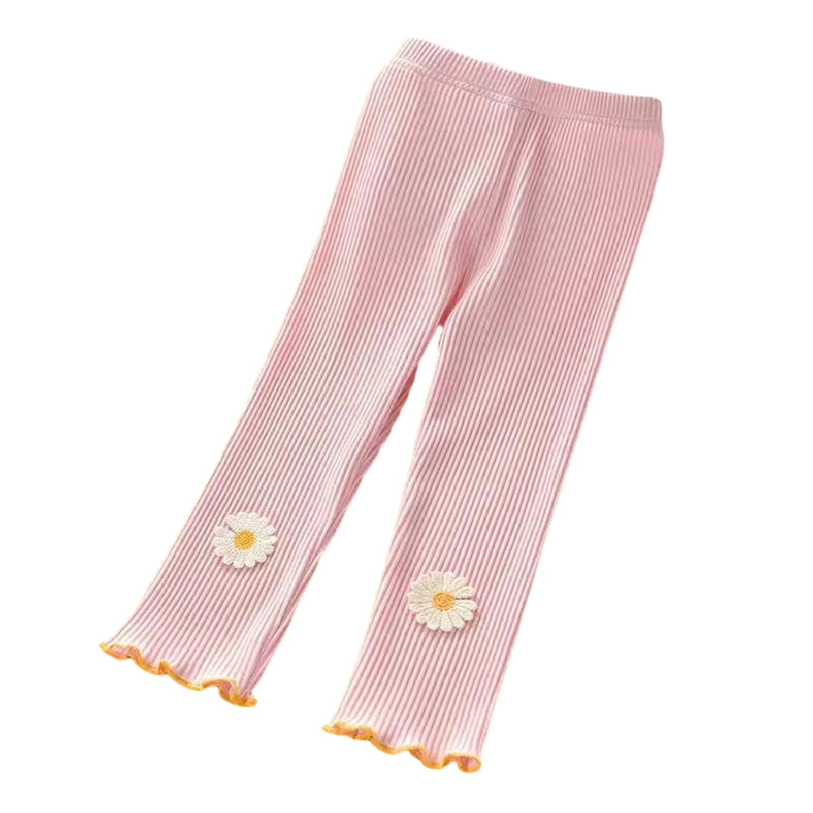 Girls' Thin Daisys Leggings for Outer Wear Sweat-Absorbent Comfy Pants for Girls Daily Wear