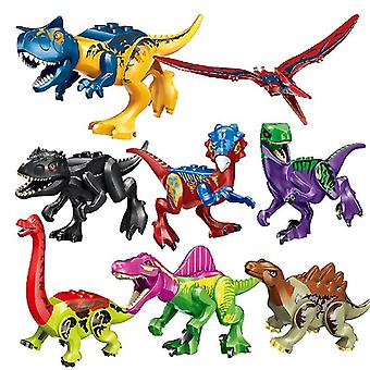 8pcs Jurassic Dinosaurier Bausteine Tyrannosaurus Rex Stegosaurus Carnotaurus Actionfigur Kinderspielzeug Geschenk