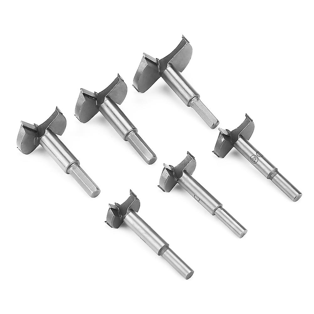 Set of 6 high strength steel flat drill bits from 30 to 60 mm for carpenter