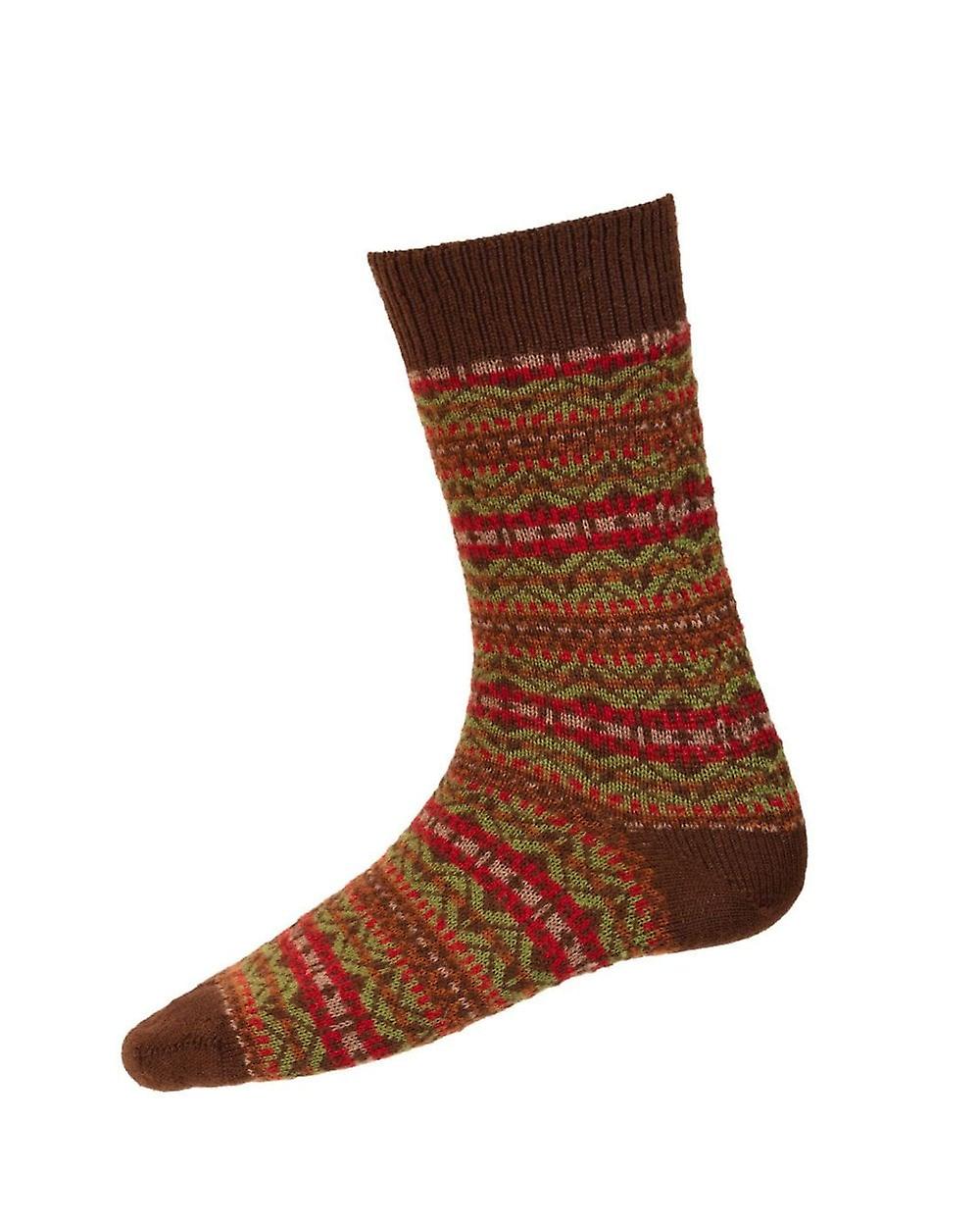 Men's House of Cheviot Gents Fairisle Socks ~ Walnut
