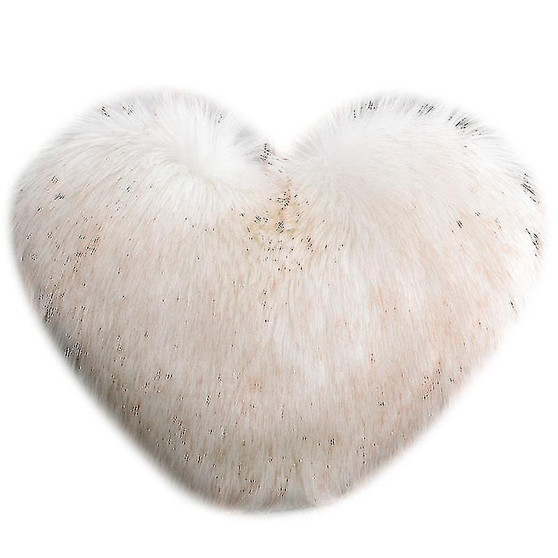 Faux Fur Heart Pillow Decorative For Bedroom And Couch 15.7 X 19.7 InchesPillow insert not included