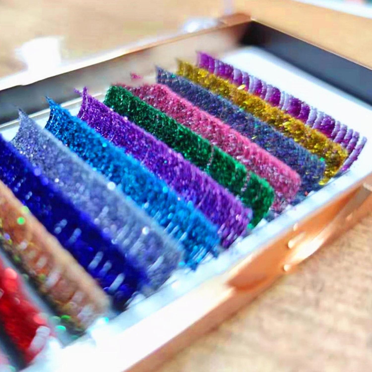 Farfi 1 Set False Eyelashes 3d Effect Natural Magnify Eyes Mix Colors Glittery Extension Eyelashes M