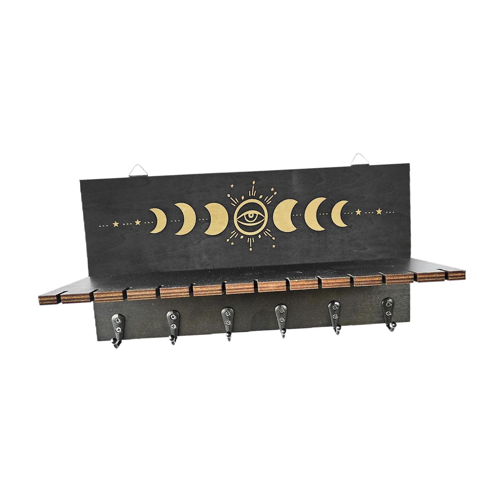 Wood Display Shelf with Hooks Wood Floating Shelf for Office Nursery Kitchen Style A