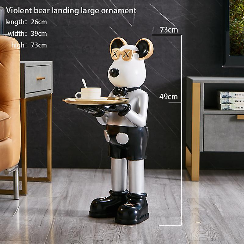 Sculpture Murale Tête D'ours En Résine - Décoration Chic Pour Salon, Bureau, Hôtel - 21 X 18,5 Cm - 12