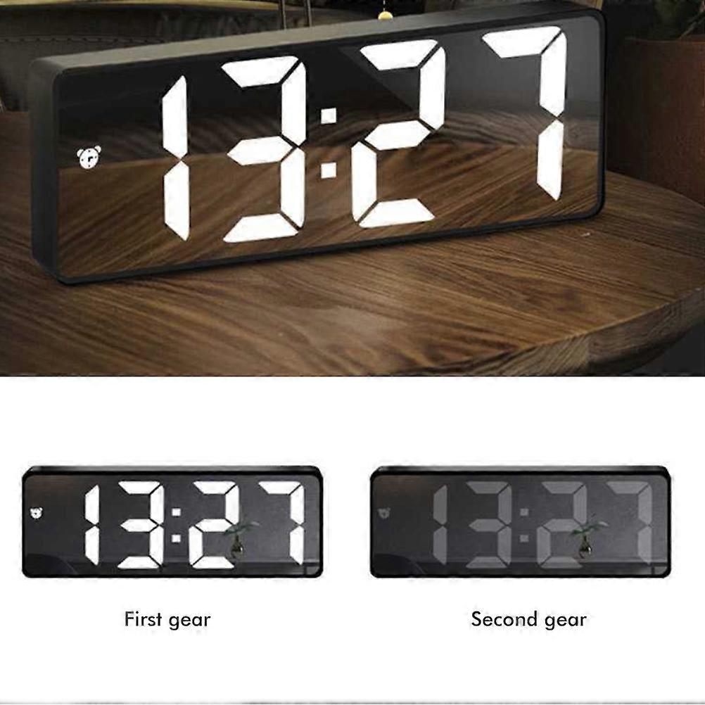 LED Mirror Alarm Clock Rectangular with Voice Control & Temp Display
