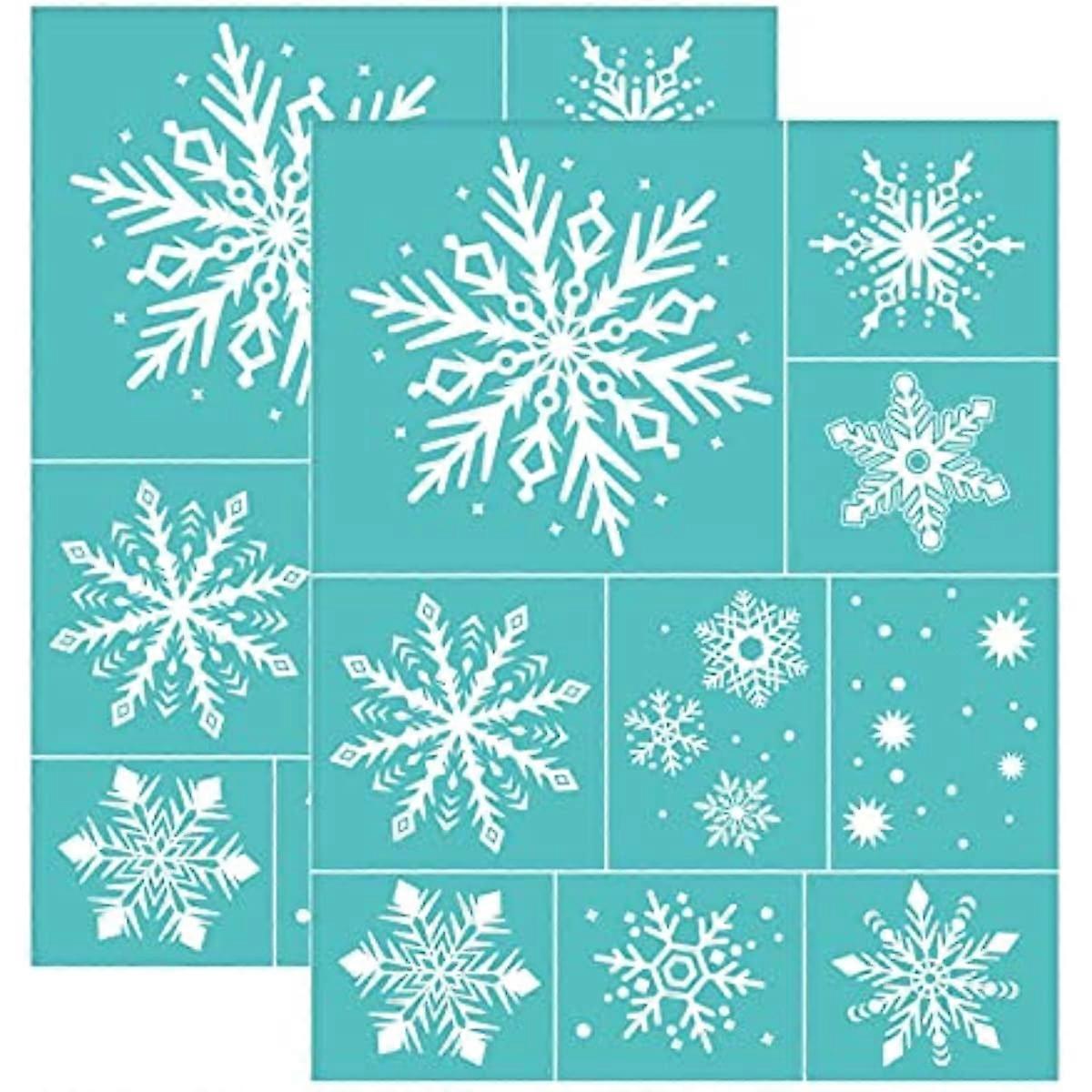 2Pcs Self Adhesive Printing Stencil Snowflake Silk Screen Printing Stencil Winter Theme Reusable Mesh Stencils for DIY Home Decor T-Shirt Pillow Fabri