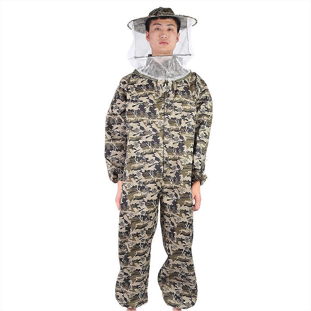 Gray Five Pointed Star Pattern One Piece Round Hat Anti Bee Biting Beekeeping Clothes Suit(L )