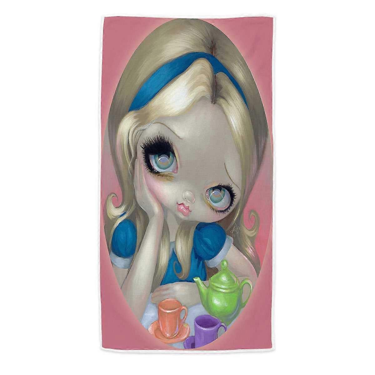 Cute Fairytale Art Alice's Tea Party Microfiber Beach Towel