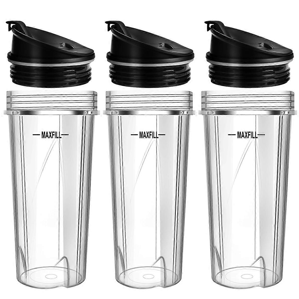 Blender Replacement Parts for , 3 Pack 16oz Blender Cups Replacement with To-Go Lids for QB3001SS