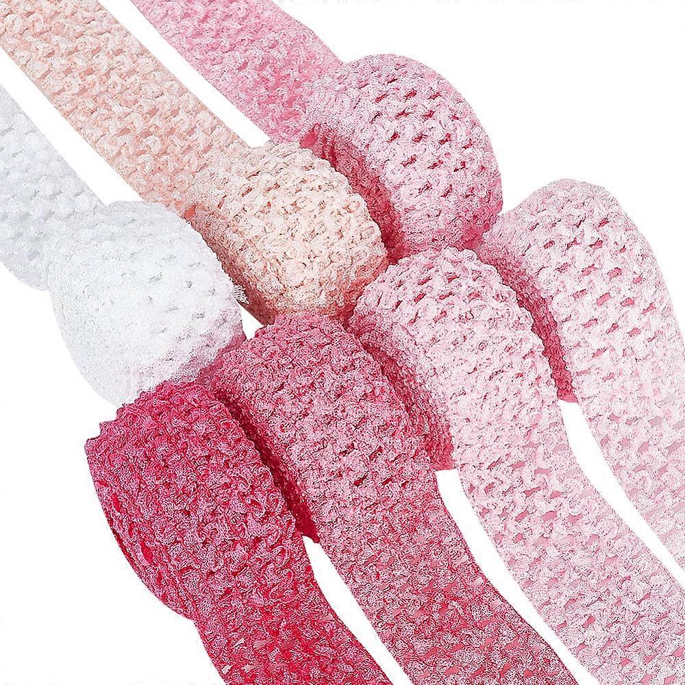 15Yards Elastic Crochet Headband Ribbon 1.5inch Wide Pink Stretch Fabric Wrapping Trim