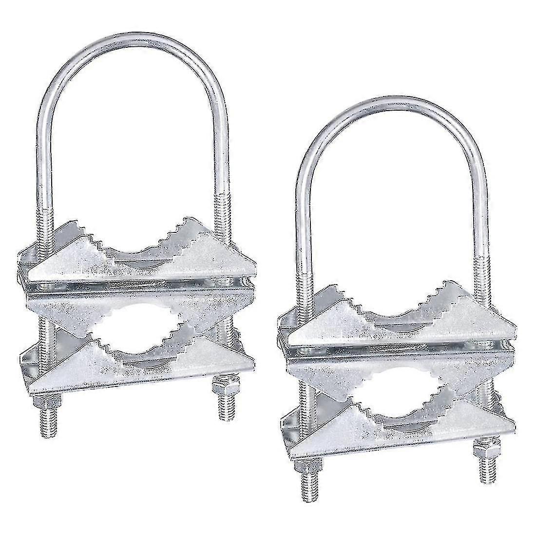 Double Antenna Mast Clamp V-jaw Bracket U Bolts Pipe Mounting Hardware 2 Sets For Wifi Antenna, Tv Ty