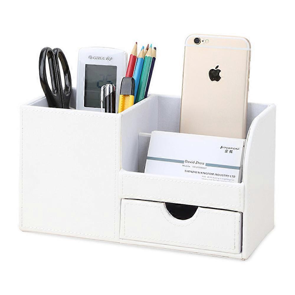Système d’organisation de bureau 4 compartiments de rangement Porte-stylo en cuir PU
