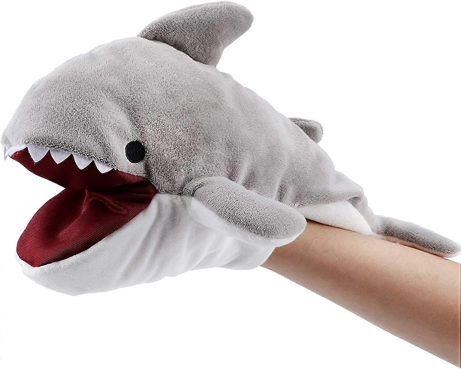 11.8'' Plush Shark Hand Puppet with Open Movable Mouth for Storytelling Puppet Theater