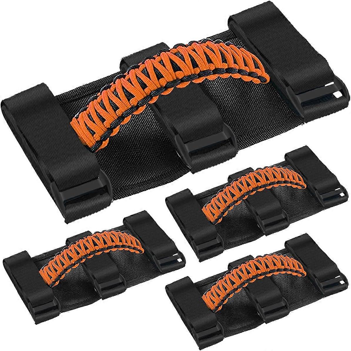 4pcs Roll Bar Grab Handles Compatible with Wrangler YJ LJ TJ JK JL 1955-2022 Anti-Slip Nylon Roll Bar Grip Handles Sturdy Grips Grab Hand Holder with