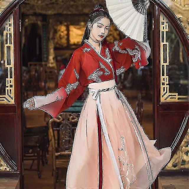 Hanfu Han Element Antik Çin Tarzı Ming Hanedanlığı Geliştirme Geleneksel Giyim Kadın Asya Elbise Kız Gules Mont Etek