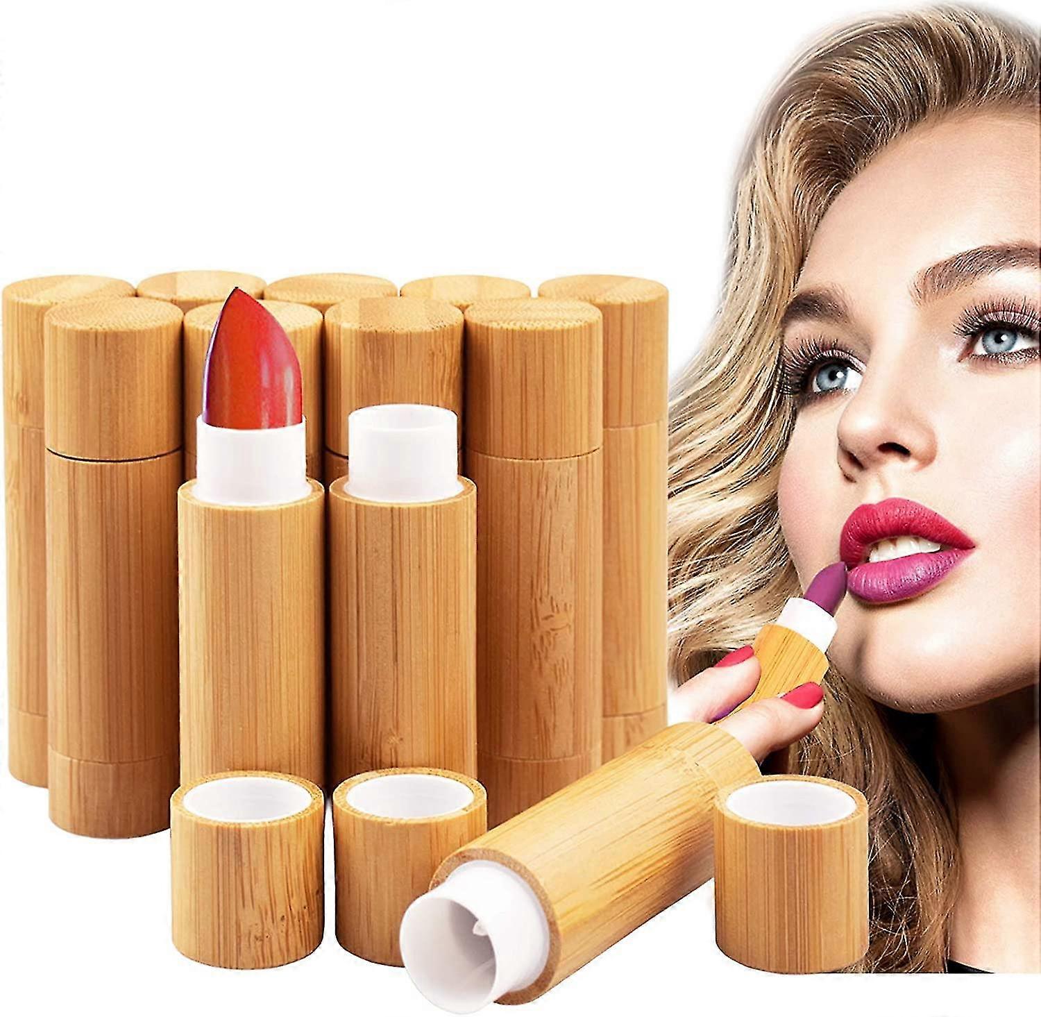 12pcs μπαμπού άδειο κραγιόν σωλήνες, 5.5g επαναπληρώσιμα Diy lip balm tube εμπορευματοκιβώτια σωλήνα (yu-b)