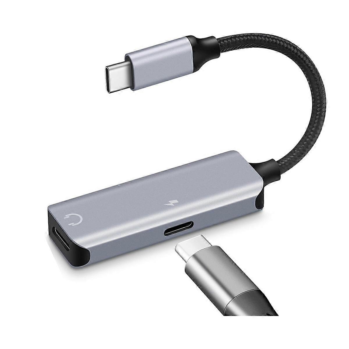 USB C-hoofdtelefoonadapter USB C-splitter met oplader USB C-splitter 1-in-2-uitgang audiohoofdtelefoonadapter voor lucht, pixel