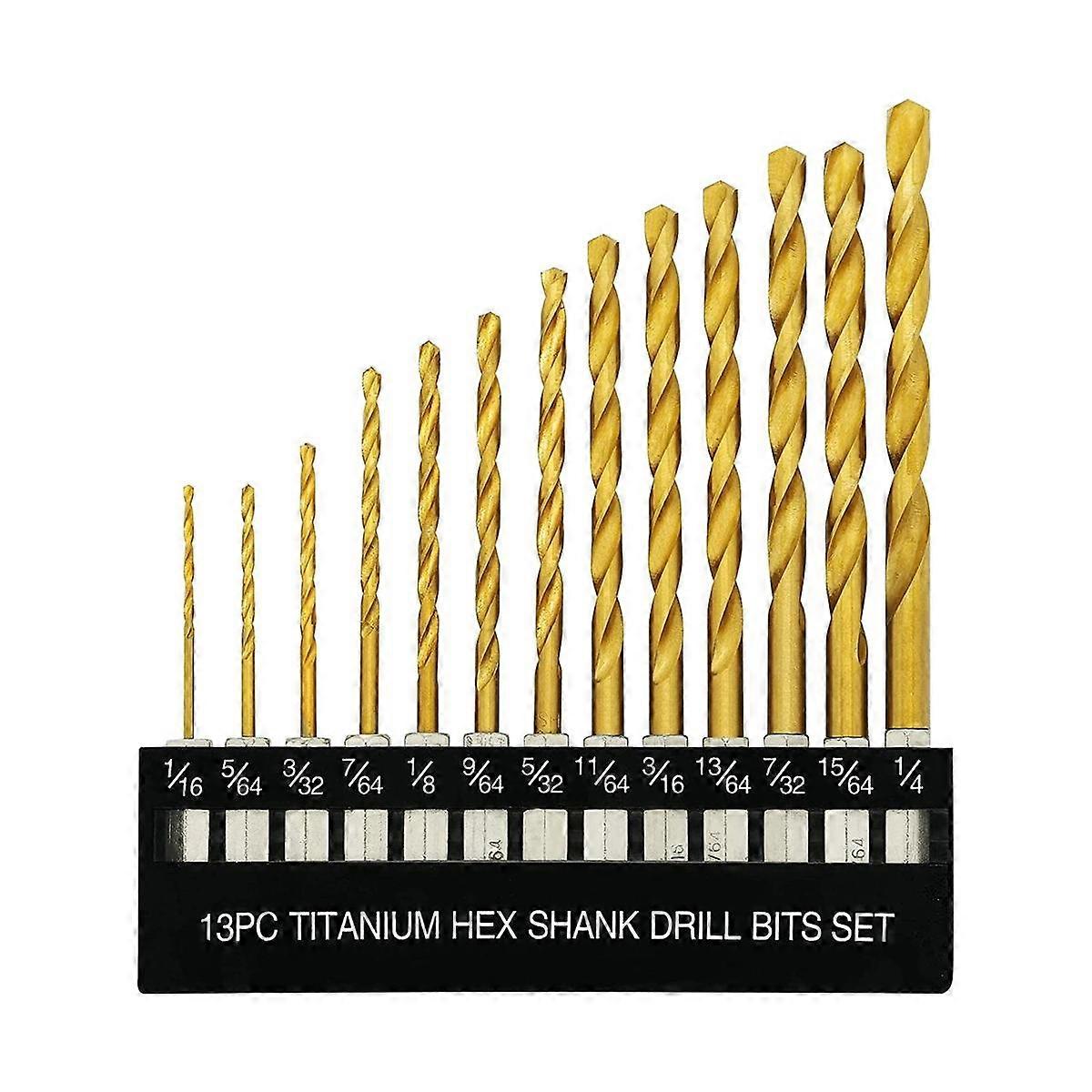 Titanium Hex Drill Bit Set 135 Degree Tip HSS Impact Drill Bit Set for Metal, Wood Quick Change Des