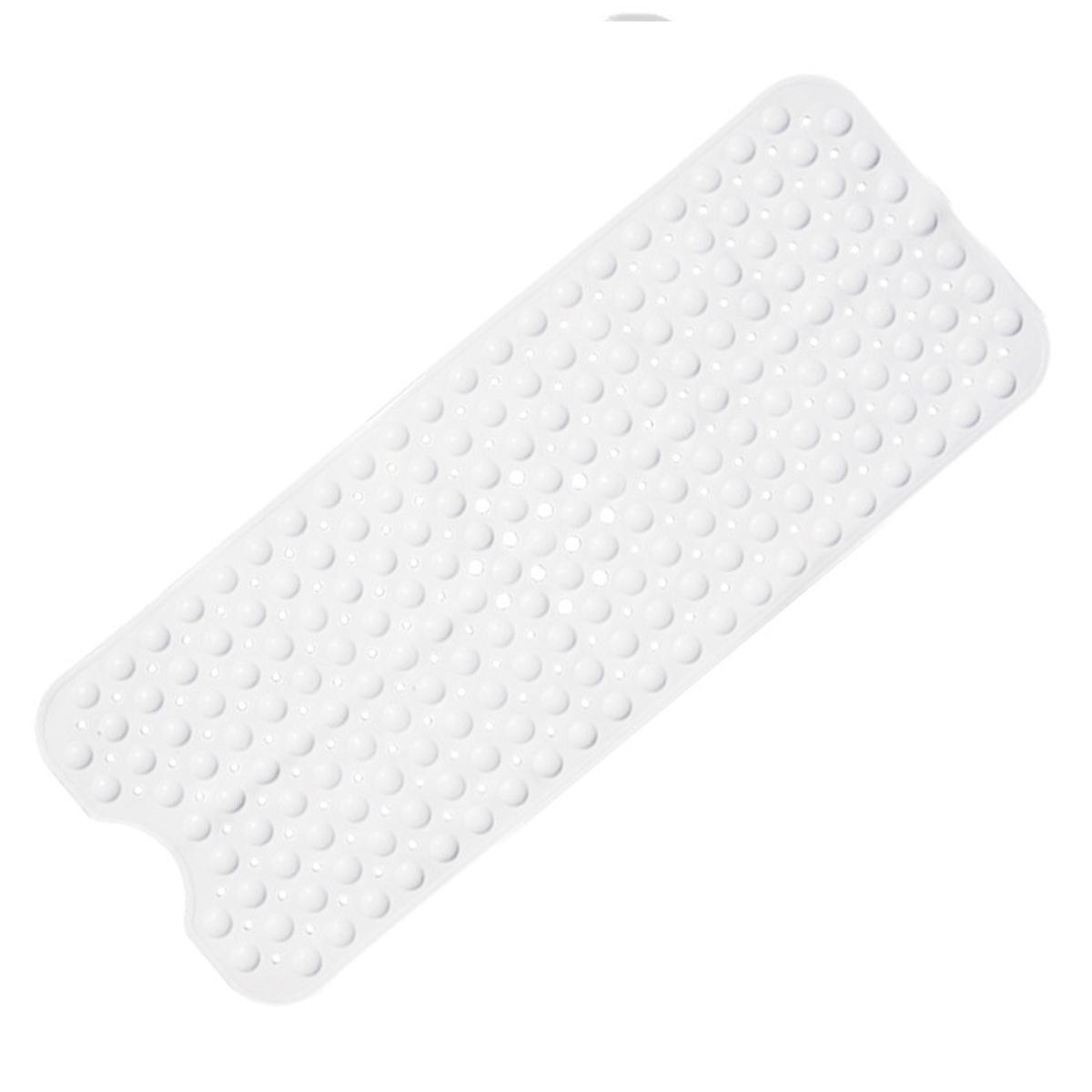 Tatum88シャワーマット100 x 40 cm、エクストラロング洗濯機で洗えるバスマット、吸盤付き滑り止めバスマットPVC素材(グレー)