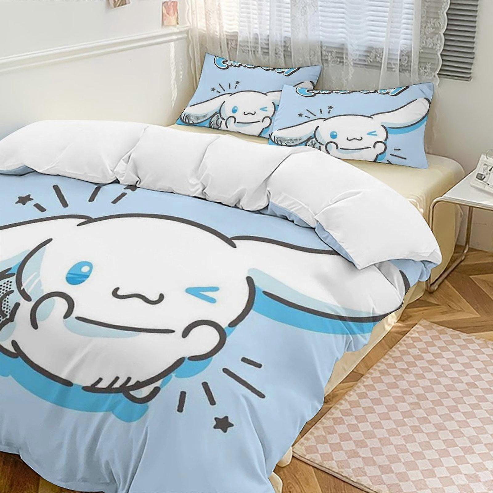 v11 Cinnamoroll 3-Piece Twin Bed Set - Includes 1 Single Comforter And 2 Pillowcases Bedding - Fade Resistant Microfiber - Cinnamoroll io11