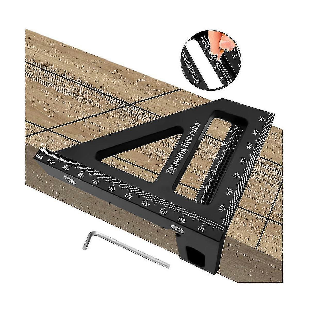 Woodworking Square Protractor Miter Triangle Ruler High Precision Layout Measuring Tool Compatible Engineer Carpenter Black-dt