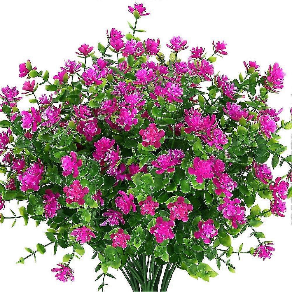 8 Bundles Outdoor Artificial Fake Uv Ant No Fade For En Home R (fuchsia)