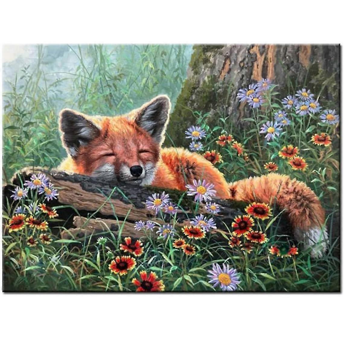 5D الماس اللوحة كيت لطيف الثعلب النوم 5D Moisac دي جولة كاملة الحفر حجر الراين التطريز عبر غرزة ديكور المنزل لوحة الحائط