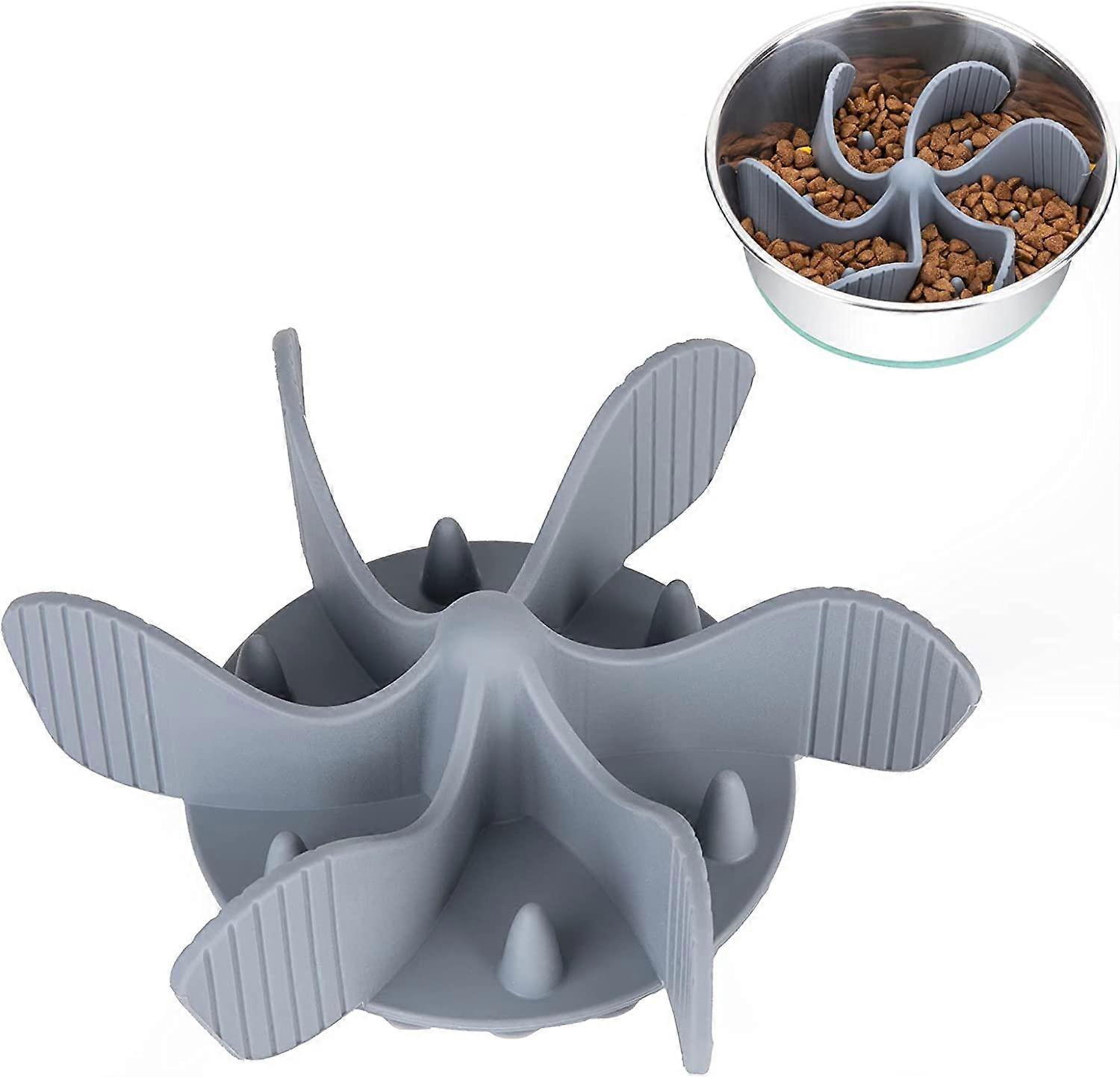 ZK-1 slow feeding bowls, anti overeating inserted into healthy feeding bowls for dogs and slow digestion, fixed by small suction cups, cut size(Gray)