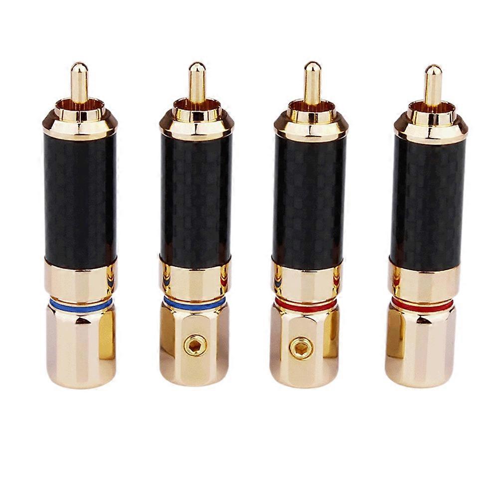 4 PCS HIFI βύσμα υψηλής ποιότητας ανθρακονήματα 24K επιχρυσωμένο προσαρμογέα σύνδεσης καλωδίων υποδοχής