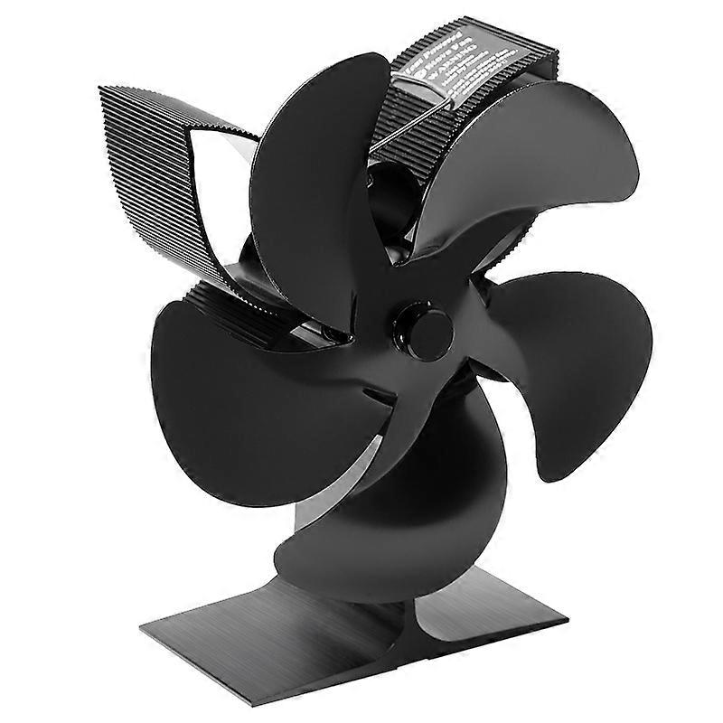 5 شفرات موقد تعمل بالحرارة مروحة سجل الموقد الخشب الموقد هادئ البيئي توفير الطاقة مروحة موقد المنزل التدفئة كفاءة توزيع الحرارة