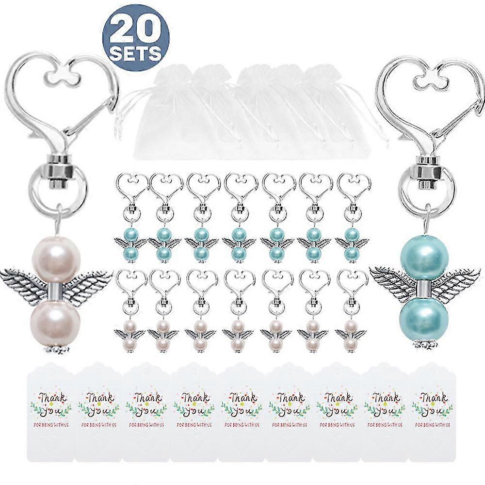 20 Pieces Angel Design Keychain Favors Set Include Angel Pearl
