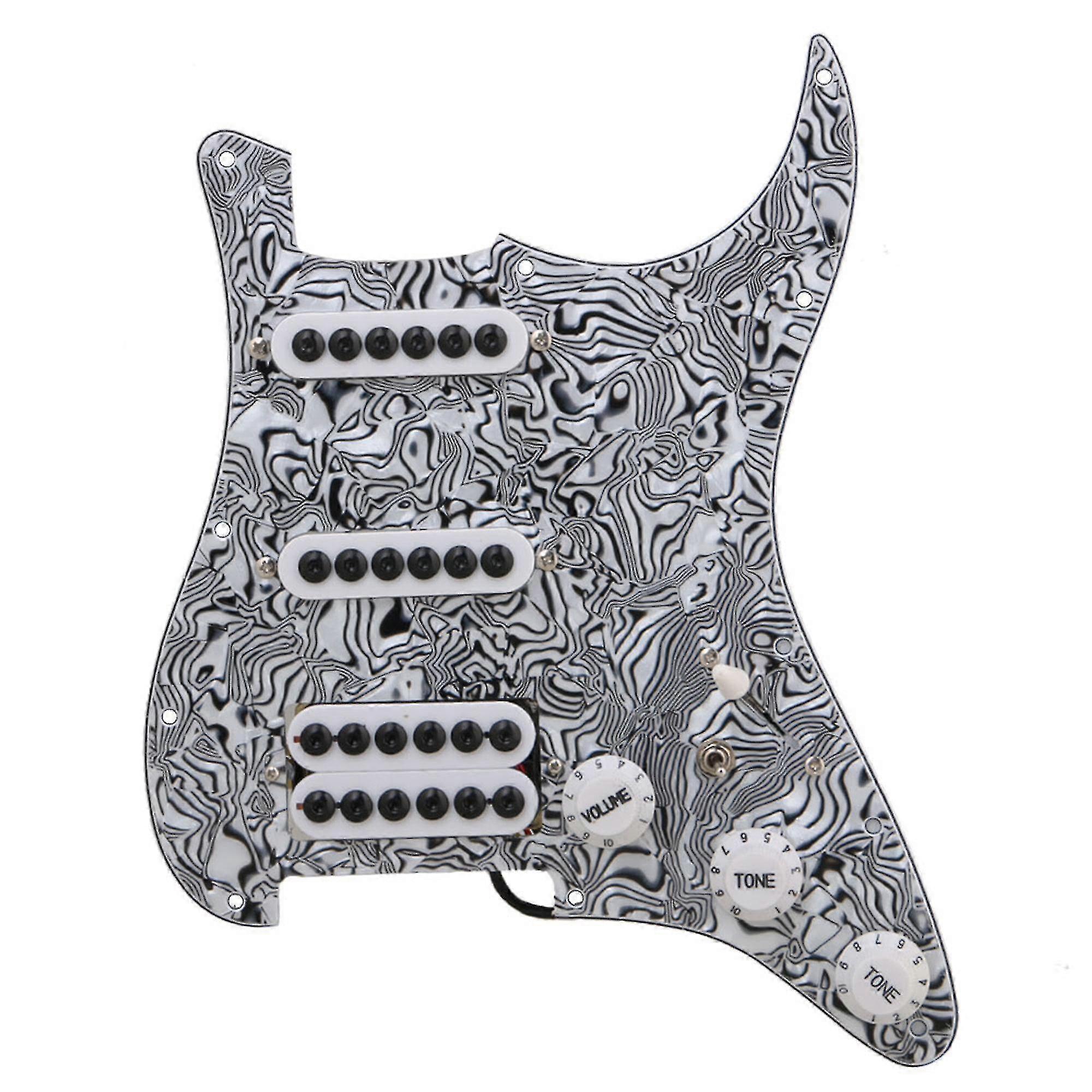 3-lags elektrisk gitar 5-veis switch Ssh Pickguard svart hvit sebrafarge