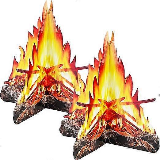 12 Inch Tall Artificial Fire Fake Flame Paper 3D Decorative Cardboard Campfire Centerpiece Flame Torch for Party