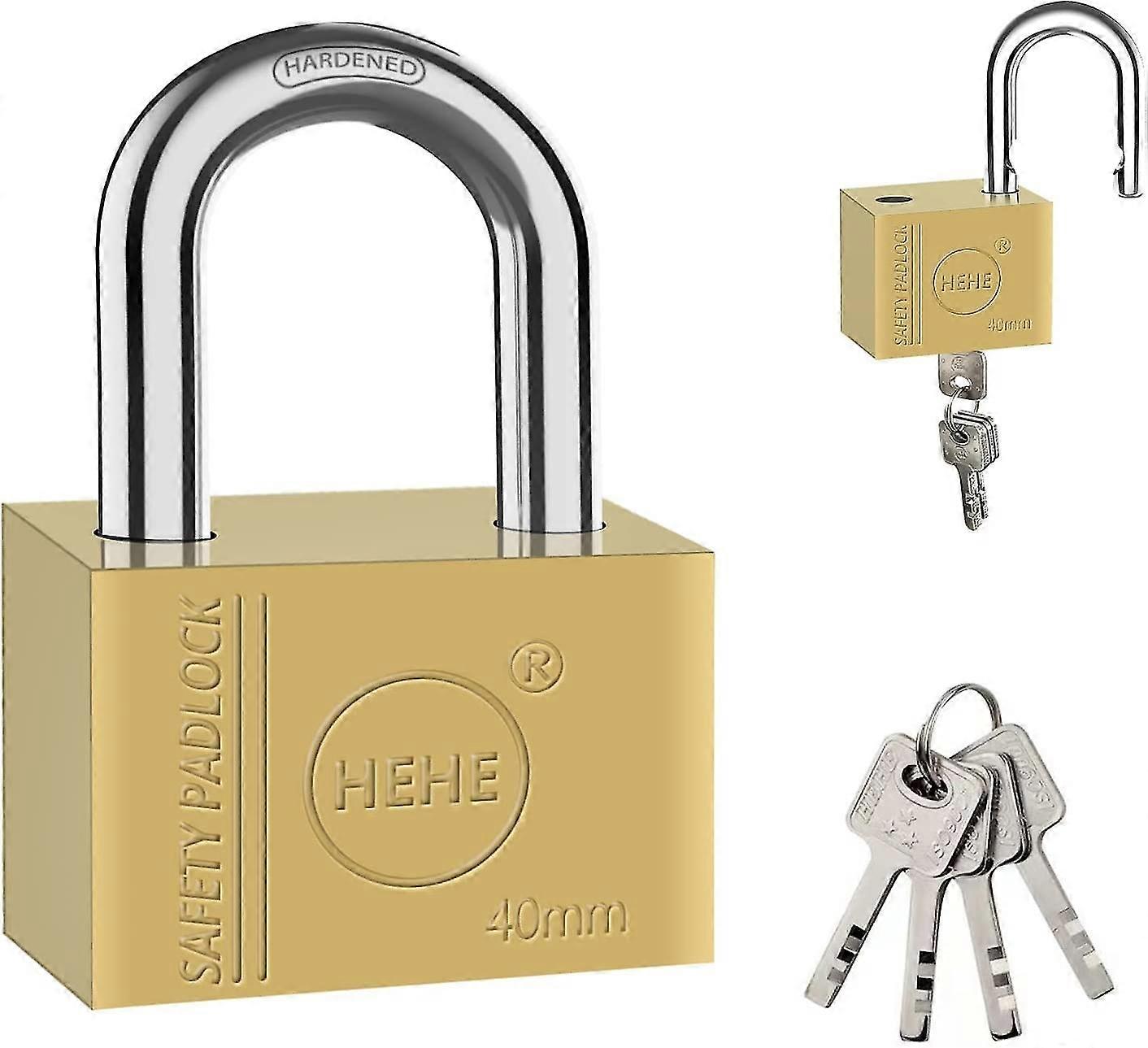 Heavy Duty Solid Brass Padlock - 40mm, Security Lock Apartment Door Lock, Locker