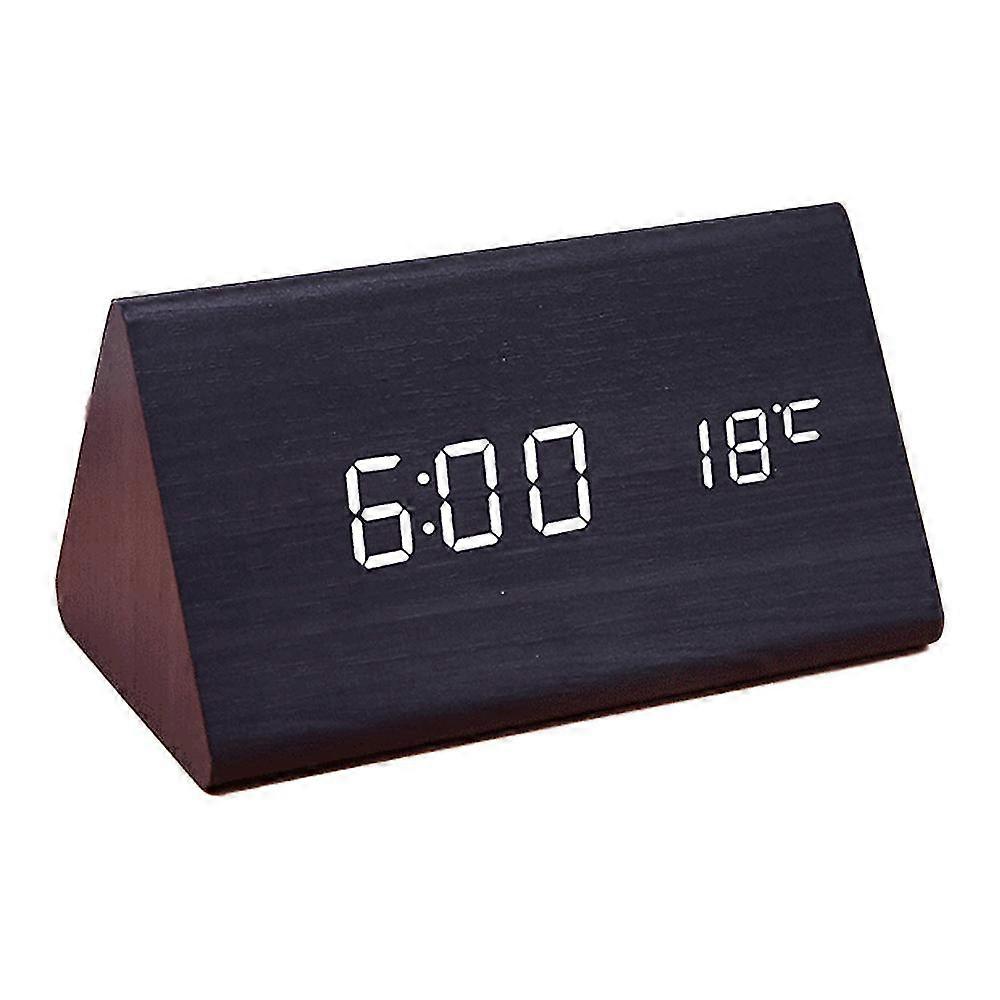 Led Creative Digital Wood Clock Temperature Perpetual Calendar Re