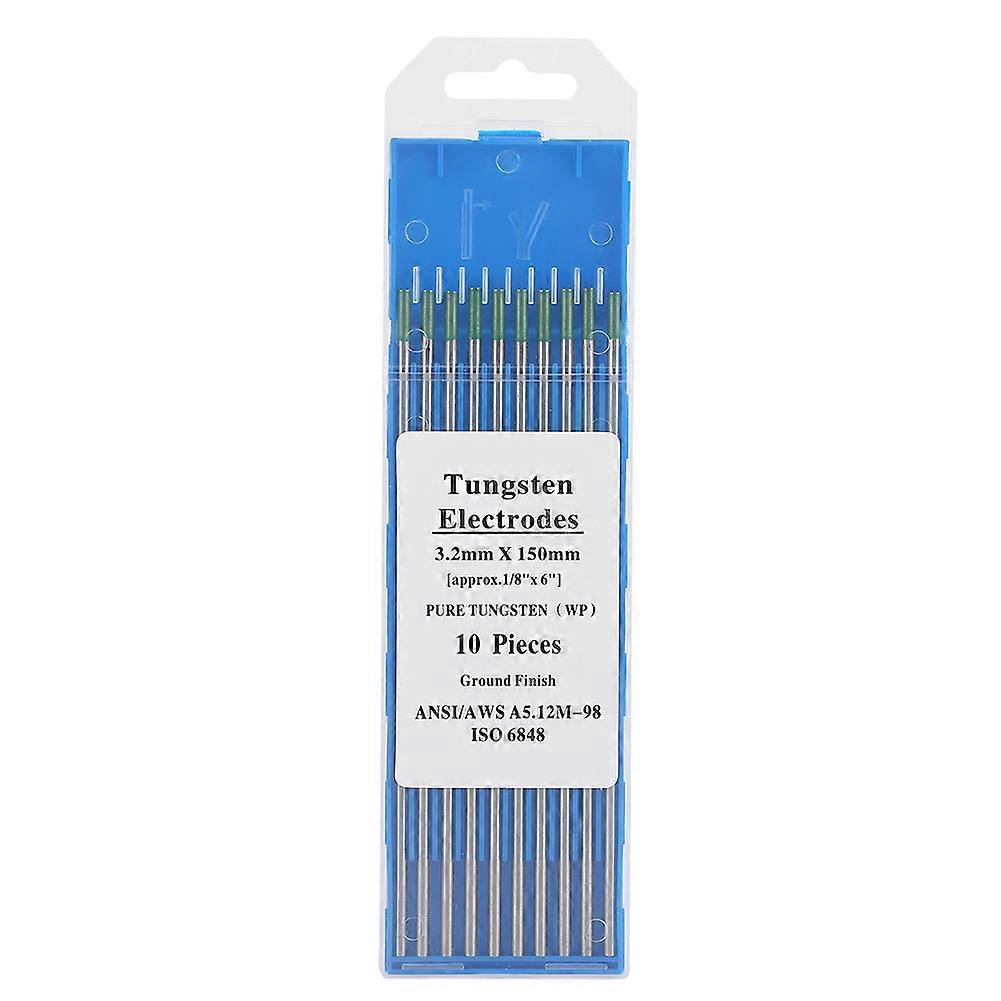 10Pcs Pure Tungsten Electrodes WP Green Tip for AC Tig Welding 1.0*150mm