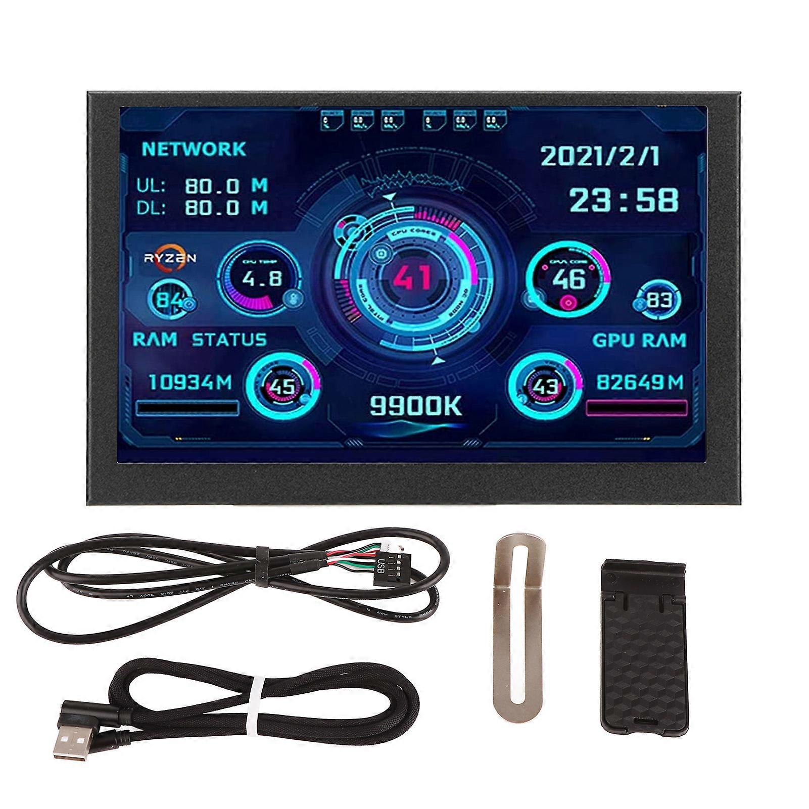 PC CPU Data Monitor 5in IPS USB C TYPE C voor AIDA64 Temperatuurweergave PC CPU GPU RAM Data Monitor YEMMA