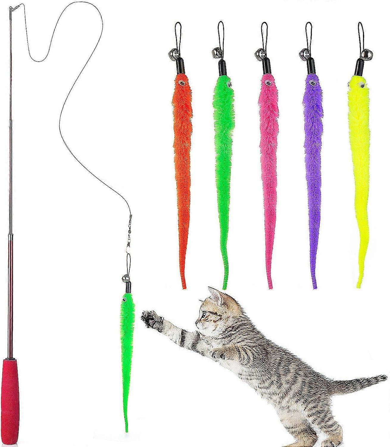 Jouet de Chat, Rtractable Baguette avec 5 Plumes pour Votre Chat et Chaton