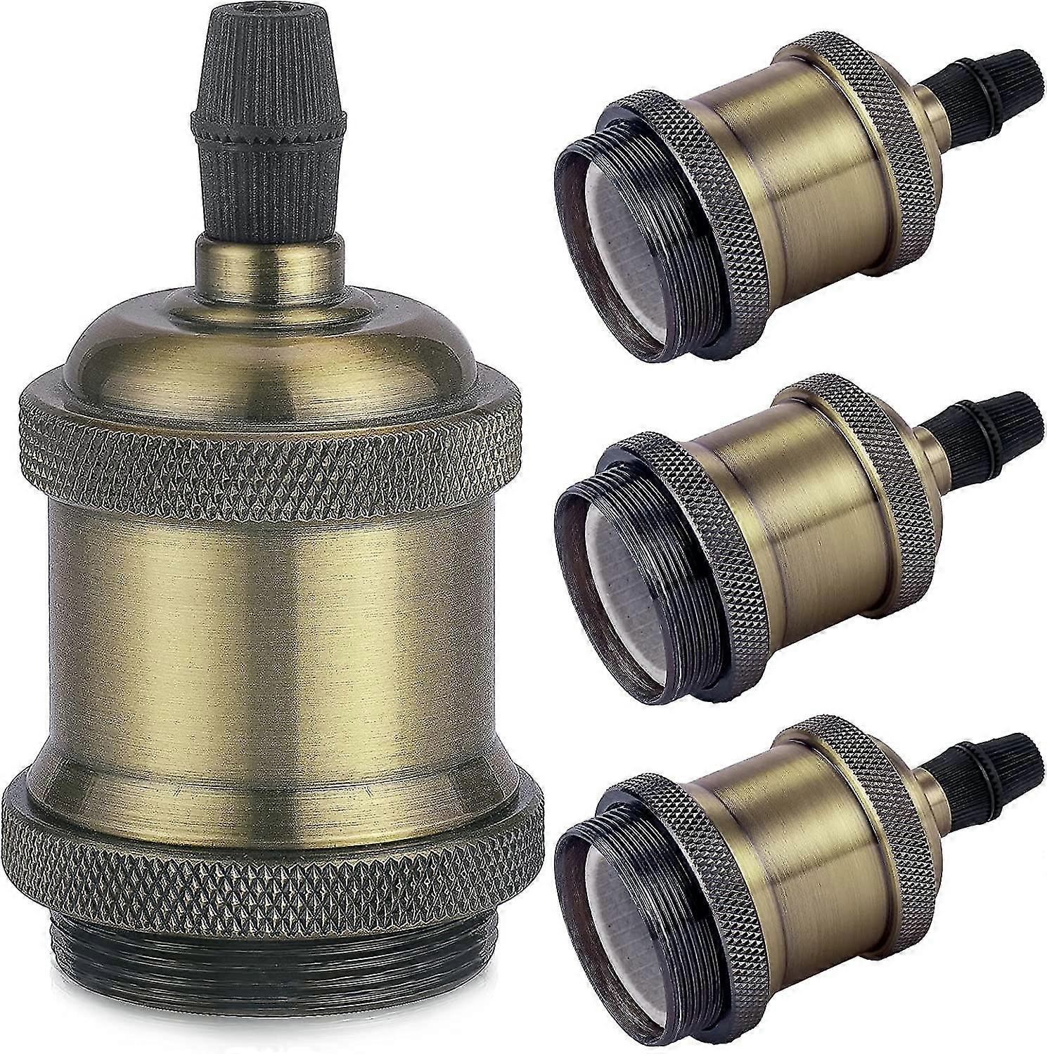 vintage e27 lamp socket, edison retro pendant lamp, solid ceramic adapter, 4 piece vintage brass socket